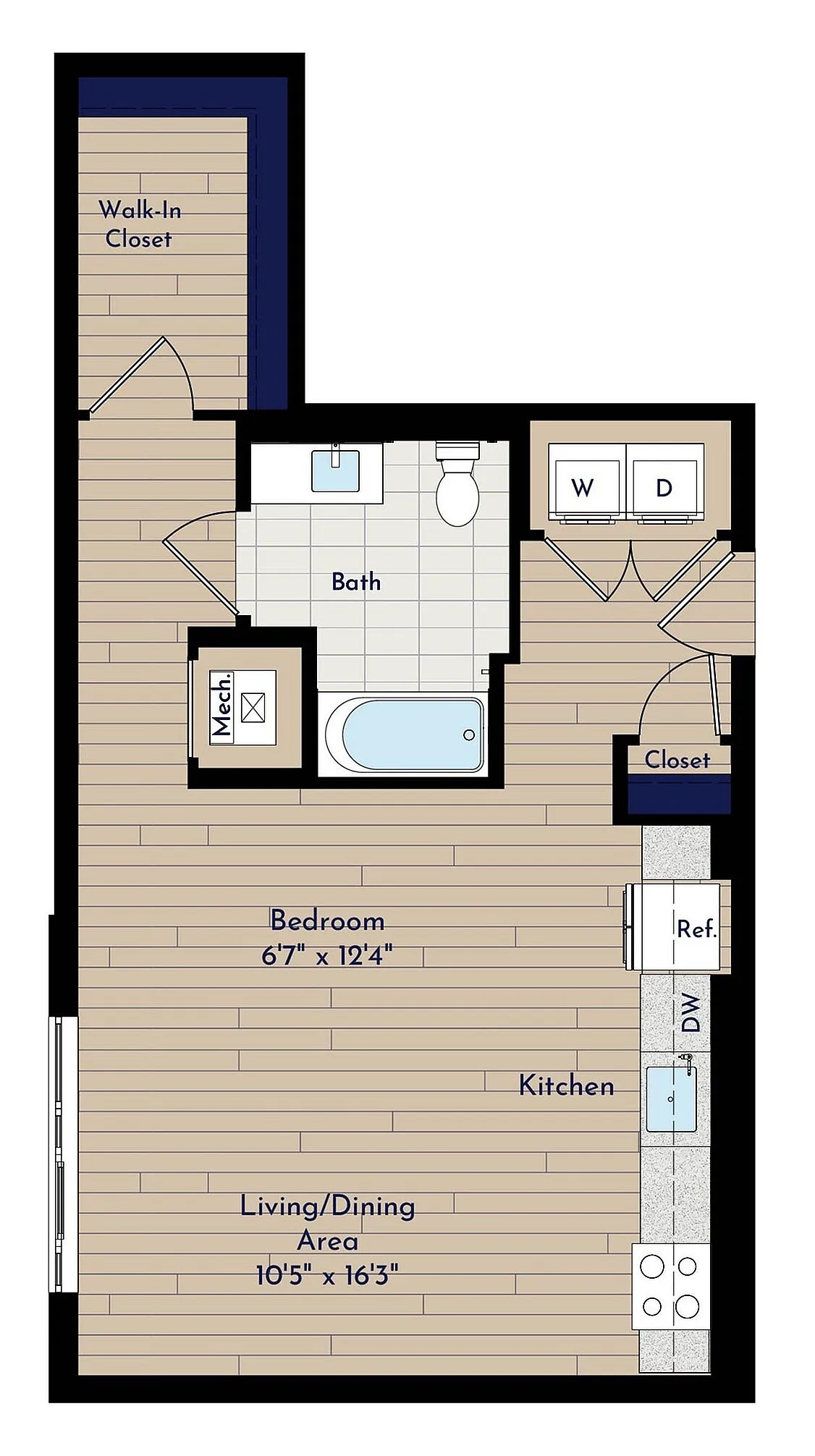 A ST-K Studio Floor Plan | Indigo at McLean Station | Affordable Tysons Corner Apartments | Affordable McLean Apartments