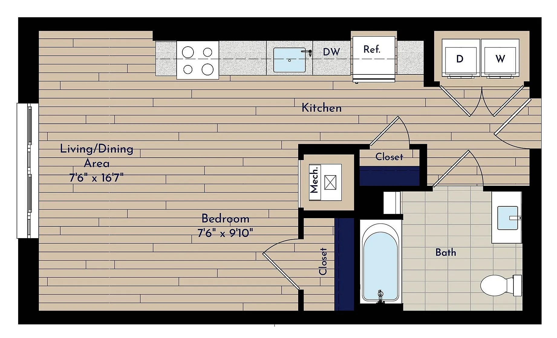 B ST-B Studio Floor Plan | Indigo at McLean Station | Affordable Tysons Corner Apartments | Affordable McLean VA Apartments
