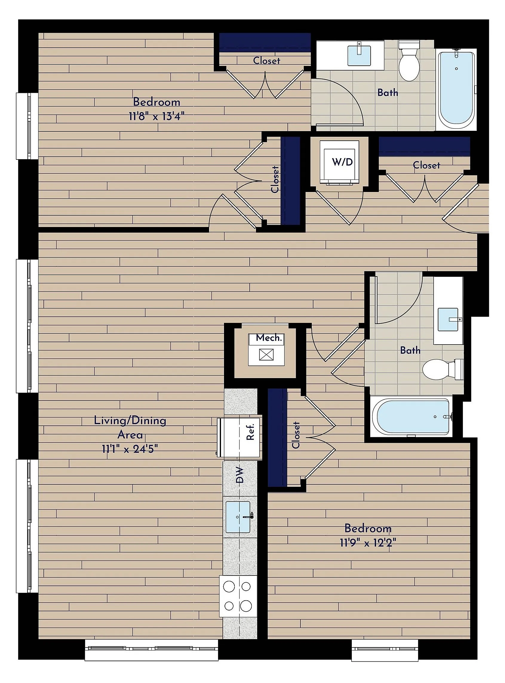 B 2BR-H Two Bedroom Floor Plan | Indigo at McLean Station | Affordable Tysons Corner Apartments | Affordable McLean VA Apartments