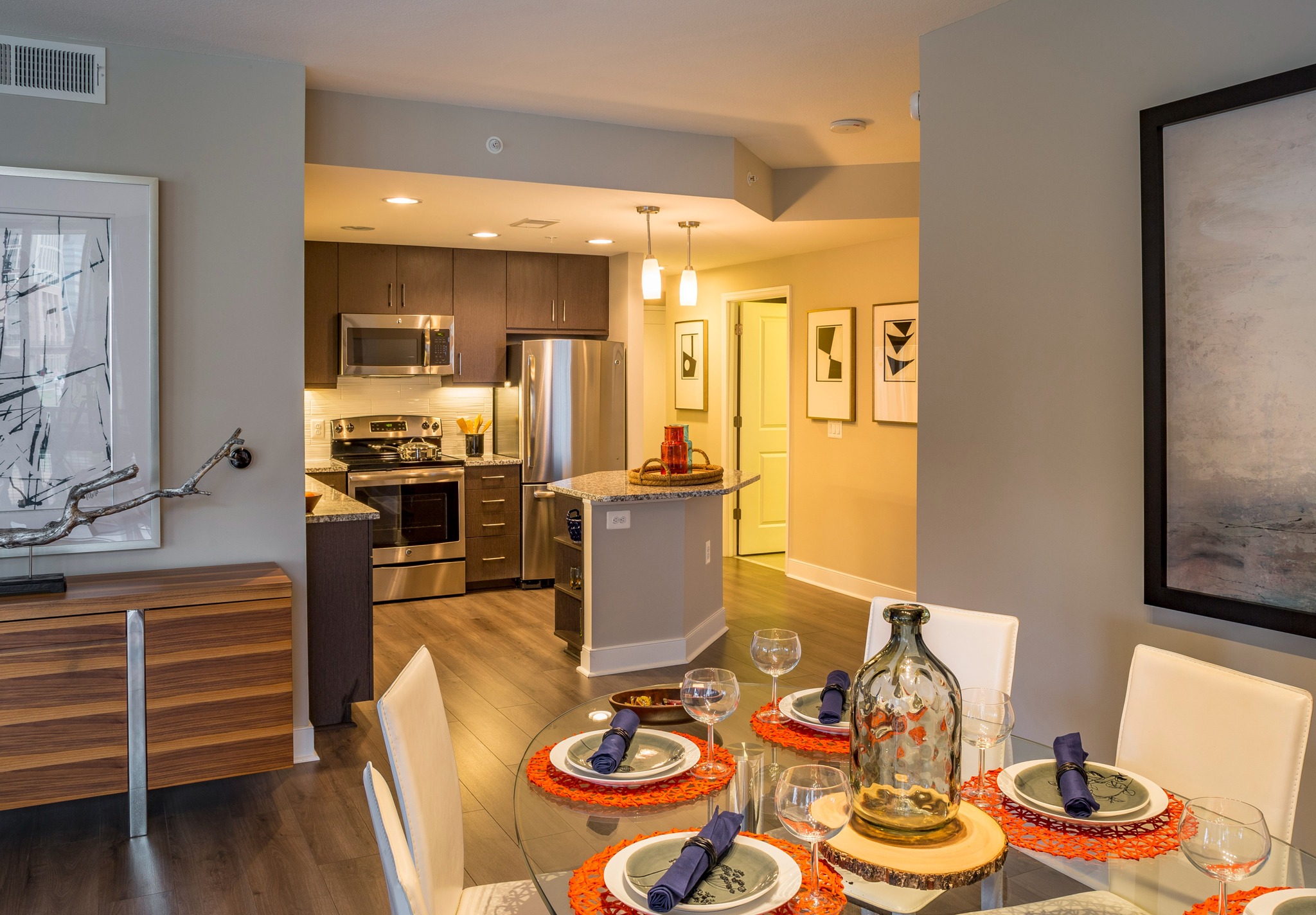 Image of Wood-Style Flooring in Kitchen & Living Areas | Parc Meridian at Eisenhower Station | Luxury Alexandria VA Apartments