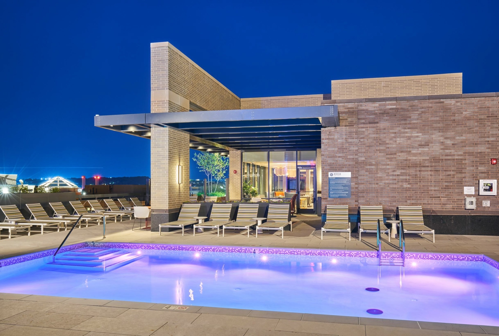 Rooftop Swimming Pool With LED Lighting | Meridian on First | Navy Yard Apartments | Washington DC Apartments