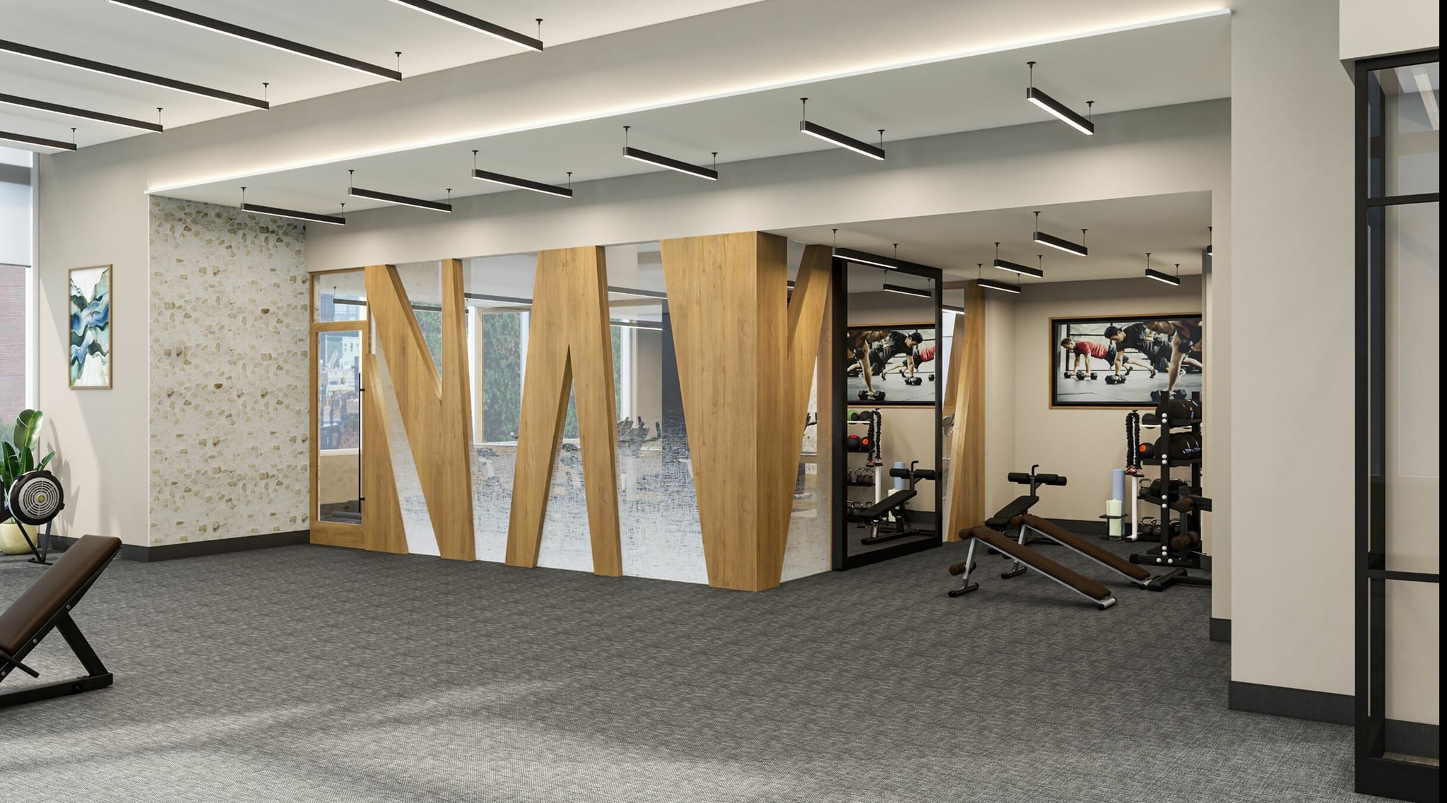 Fitness Center With Yoga/Workout Studio | Meridian 2250 at Eisenhower Station | Luxury Alexandria VA Apartments