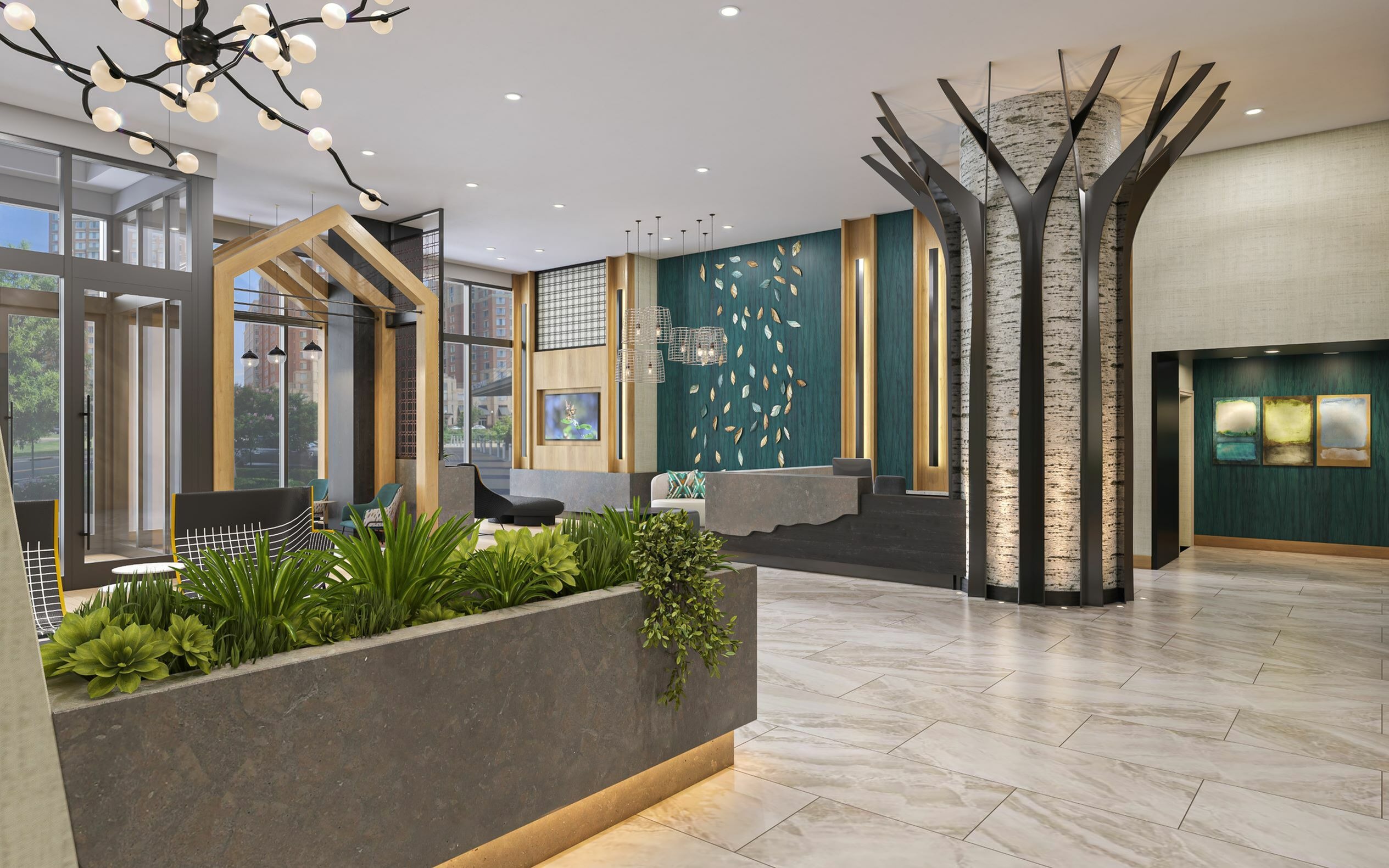 Lobby With Concierge Desk | Meridian 2250 at Eisenhower Station | Luxury Alexandria VA Apartments