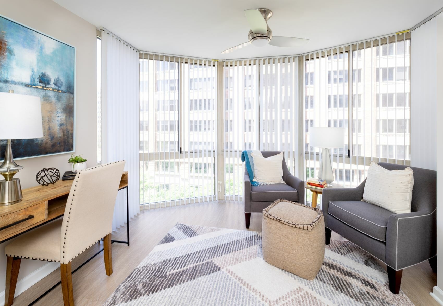 Sunroom Which Makes the Perfect Work From Home Space | Meridian at Ballston Commons | Luxury Arlington VA Apartments
