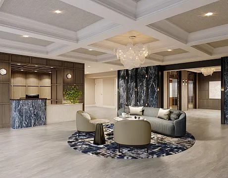 Rendering of Renovated Lobby Coming Soon | Meridian at Grosvenor Station | Apartments North Bethesda