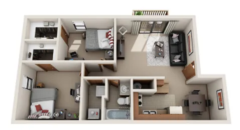 Two Bedroom, One Bathroom