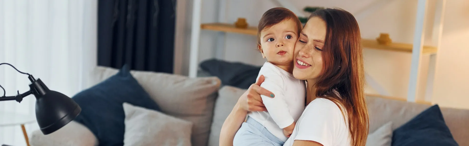 Mom and baby at home