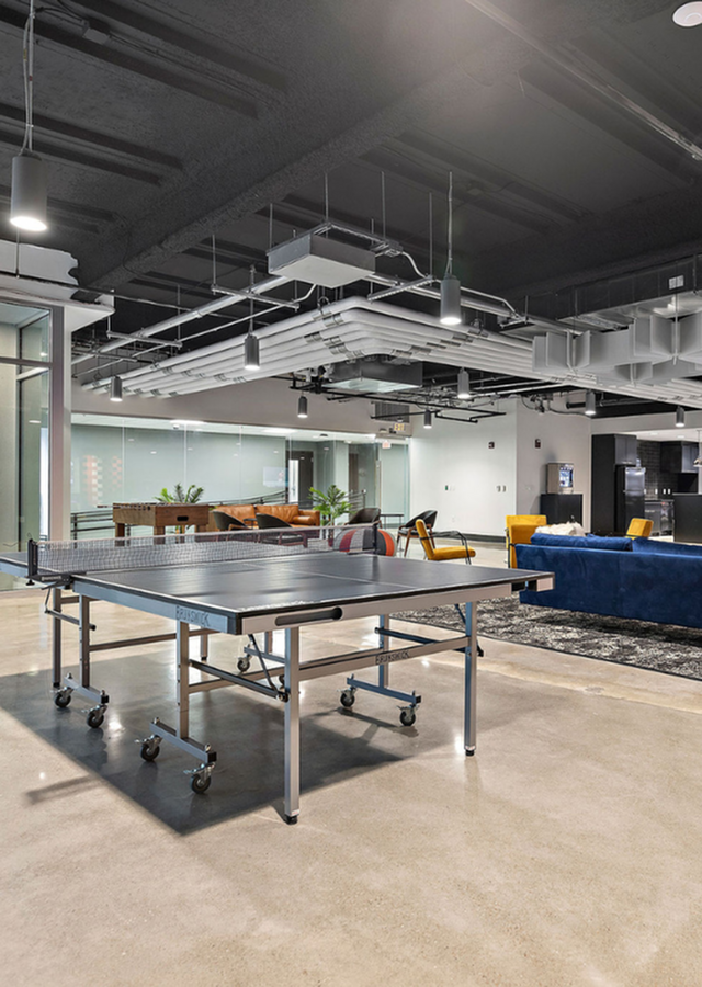 lounge with ping pong table