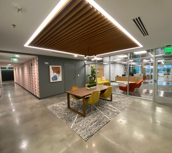 private offices with seating areas outside