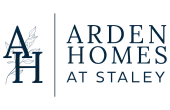 Elegant logo of Arden Homes at Staley with stylish initials and leaf motif, symbolizing quality and sophistication in home building.