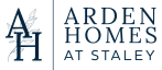 Elegant logo of Arden Homes at Staley featuring stylish initials with a graceful leaf design.