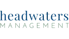Elegant logo for Headwaters Management featuring sophisticated blue and green typography.