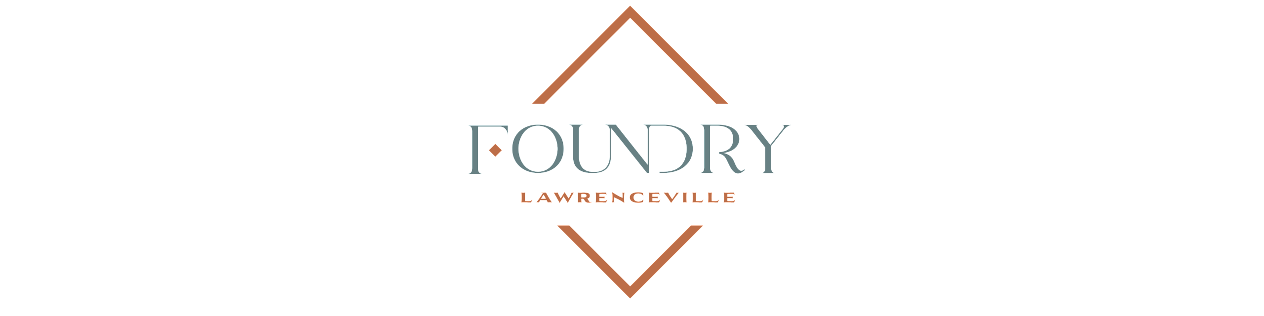 Elegant logo of Foundry Lawrenceville featuring modern typography and geometric accents.