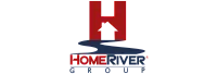HomeRiver Group logo featuring a stylized pathway leading to a house, creatively integrated within a bold red 'H'.
