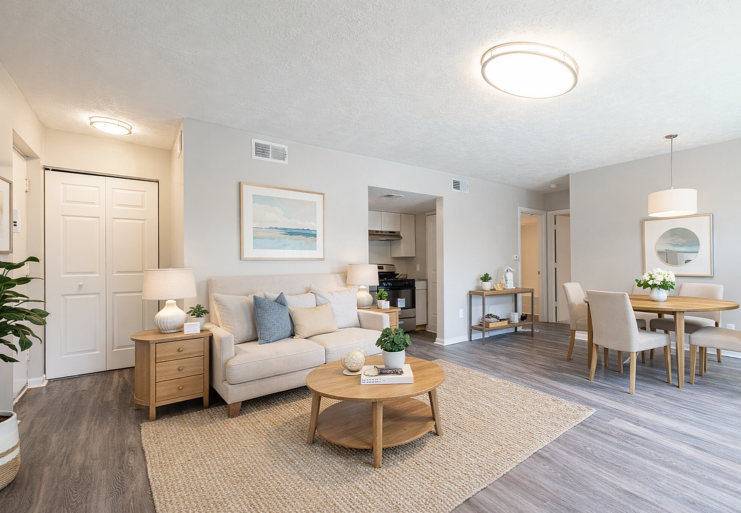 Tranquil open-plan living and dining space