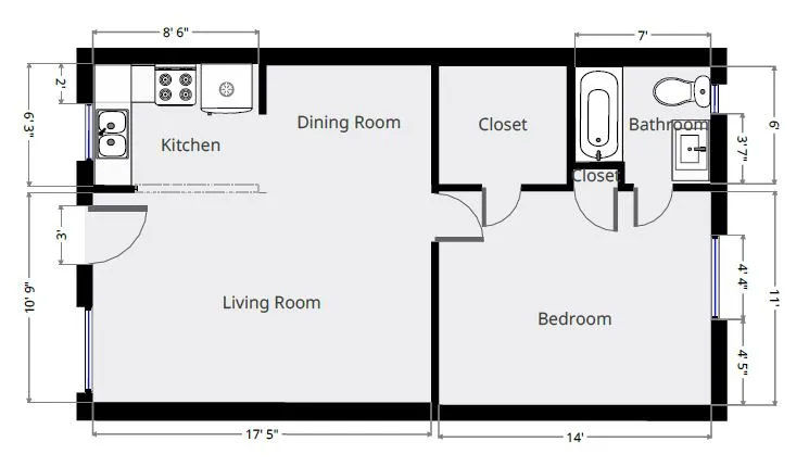 1 Bedroom Floorplan