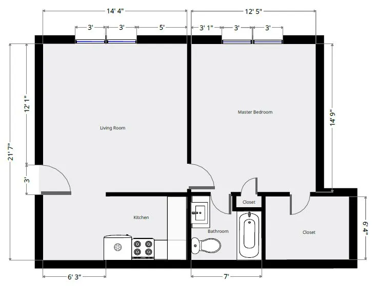 1 Bedroom Floorplan