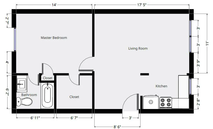 1 Bedroom Floorplan