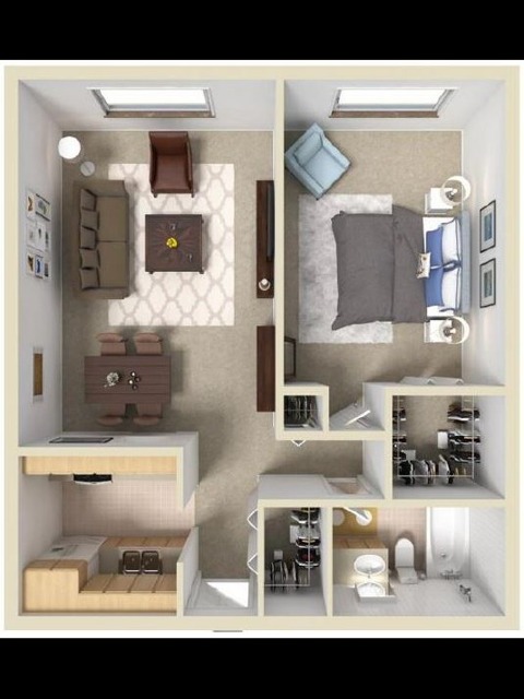A2 one bedroom one bath 822 sqft GANDY