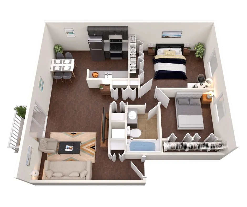 Two bedroom one bathroom apartment home