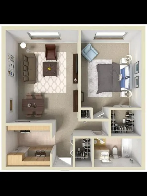 A1 one bedroom one bath 729 sqft DALI