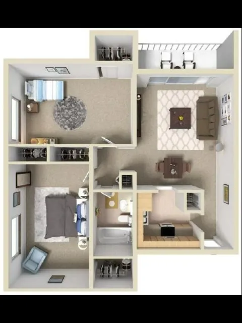 B1 two bedroom one bath 910 sqft VINOY