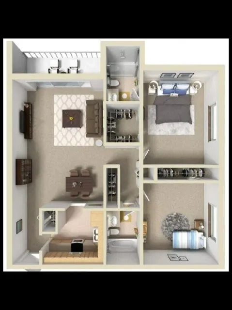 B2 two bedroom two bath 1100 sqft RIVIERA