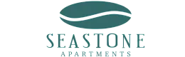 Elegant logo depicting Seastone Apartments with a stylized wave design.