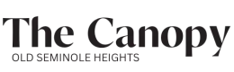 The Canopy logo in sleek black font, highlighting its location in Old Seminole Heights.