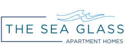 Elegant logo for The Sea Glass Apartment Homes, featuring a sleek and modern design with oceanic motifs.