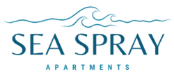 Elegant Sea Spray Apartments logo with wave design, exuding coastal charm and serene living.