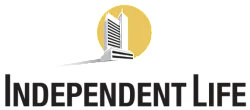 Modern logo featuring sleek high-rise buildings against a warm yellow backdrop, representing Independent Life.