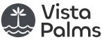 Elegant Vista Palms logo featuring a stylized palm tree above gentle ocean waves.