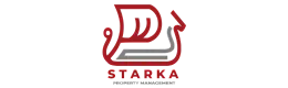 Dynamic logo of Starka Property Management featuring a bold red and gray design.