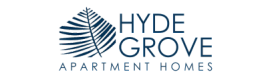 Hyde Grove Apartment Homes logo featuring a stylized leaf design.