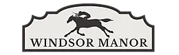 Elegant Windsor Manor logo featuring a silhouette of a horse and rider.