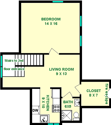 Arabis one bedroom floorplan shows roughly 605 Square Feet there is a living room, kitchen, bathroom, bedroom, a foyer and walk-in closet.