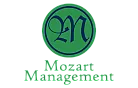 Elegant logo with a monogram inside a green circle, featuring the text 'Mozart Management' in a polished and professional design.