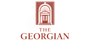 Elegant logo design featuring a classic Georgian-style entrance with detailed brickwork, representing The Georgian brand.