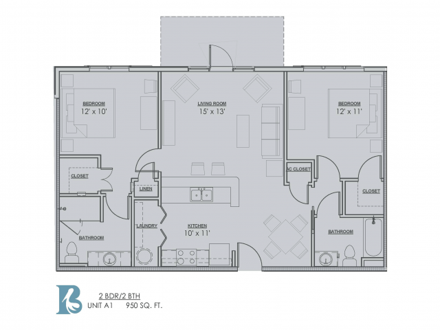 2 Bedroom Floor Plan | Apartments Baton Rouge | Bayonne at Southshore