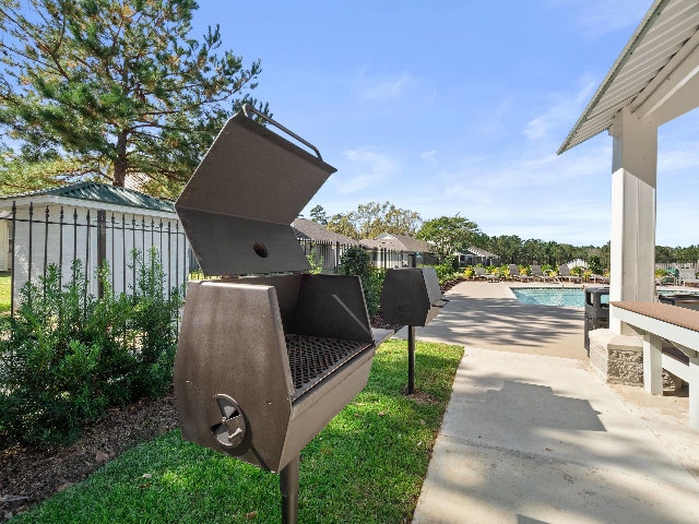 An outside grilling area for social gatherings.
