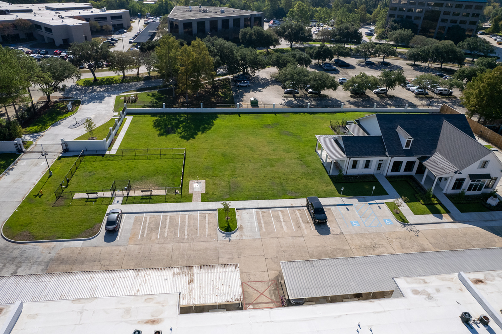 Aerial view of a Dog Park.