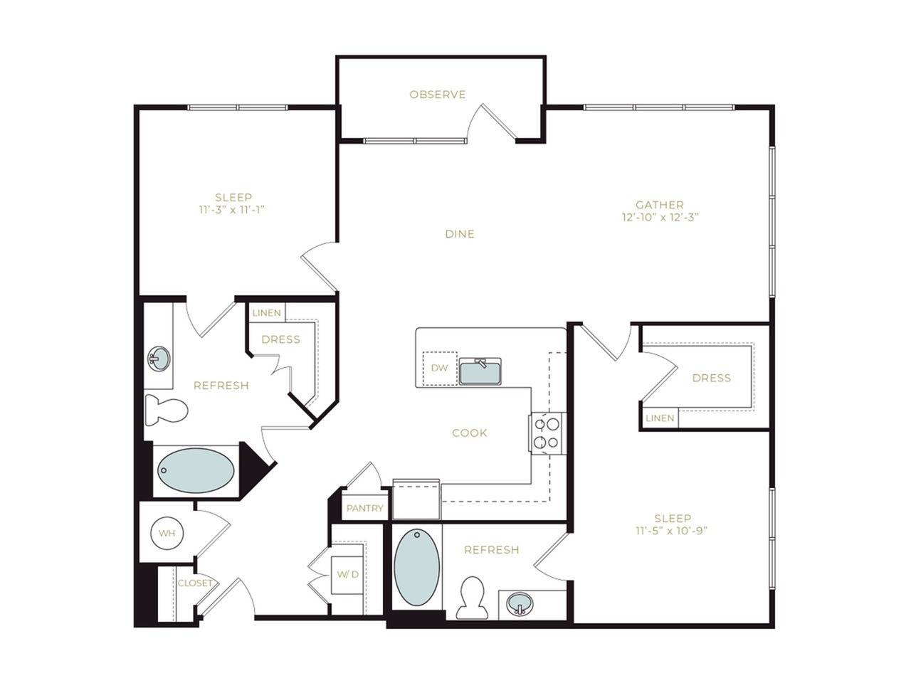 35F-12 Floorplan | 35 Folly Apartments | Charleston Apartments