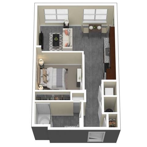 35F-1 3D Floor Plan | 35 Folly Apartments | Charleston Apartments