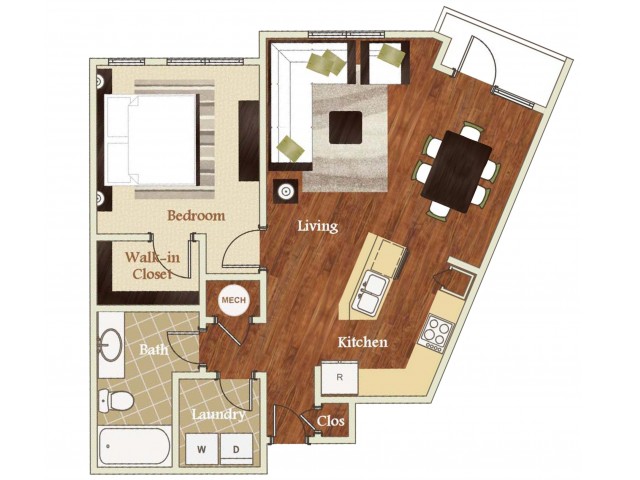 A1 floorplan model | Apartments in Cary, NC | Lofts at Weston