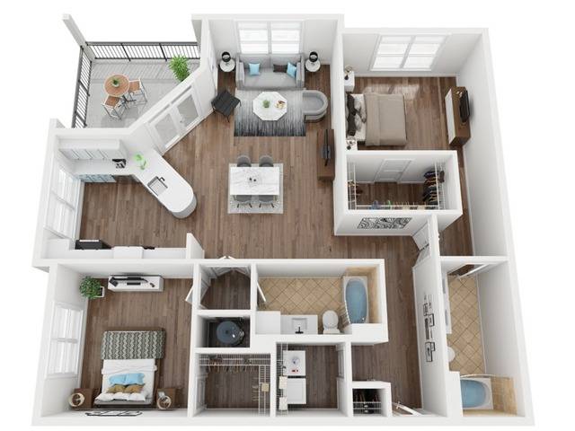 RB3 Floorplan | Apartments in Cary, NC | Lofts at Weston