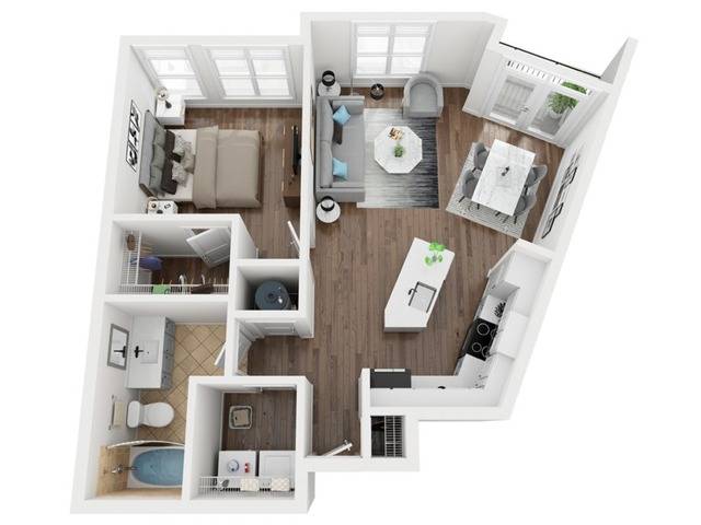 RA1 floorplan model | Apartments in Cary, NC | Lofts at Weston