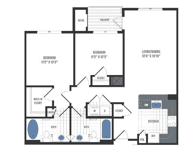 C1A Floorplan  | Apartments in Malvern, PA | Eastside Flats