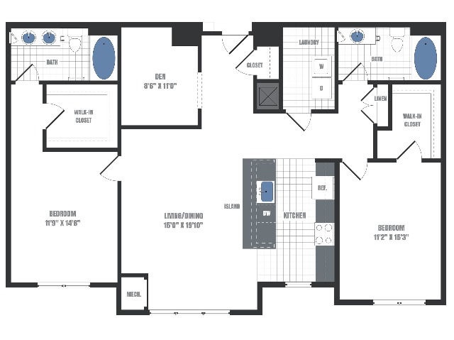 D1 Floorplan  | Apartments in Malvern, PA | Eastside Flats