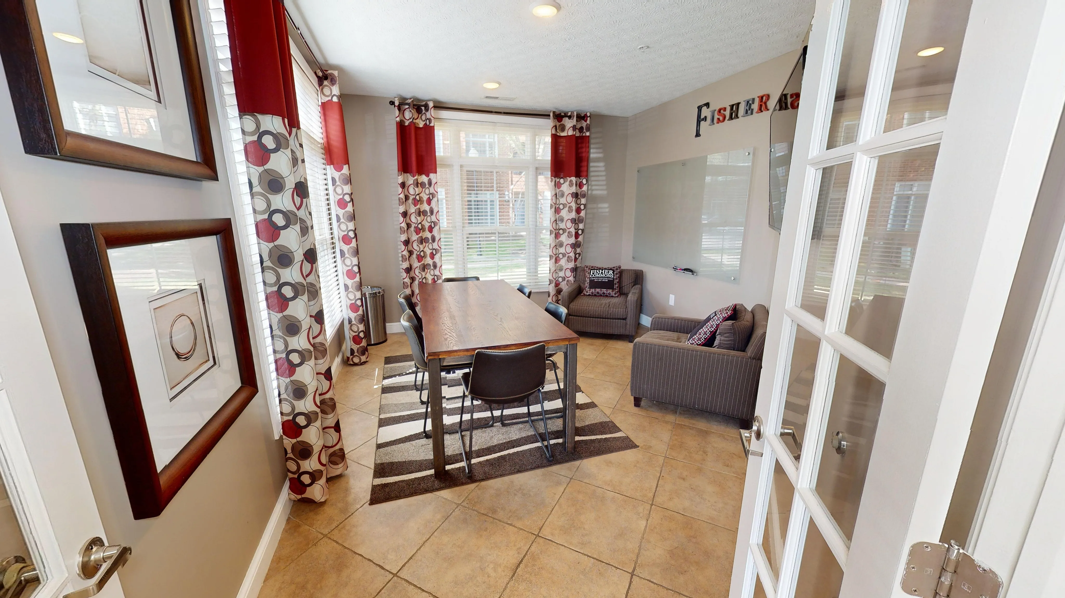 Need a change of scenery? Step out of your apartment and into our conference room—study in style and focus!